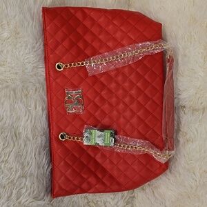Badgley Mischka Red Quilted Bag